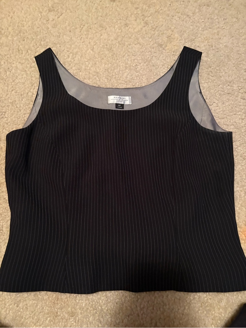 Tahari Arthur S. Levine Pin Stripped Sleeveless Top 4 Petite